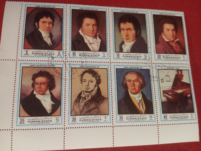 AJMAN, BEETHOVEN - SERIE COMPLETĂ ŞTAMPILATĂ