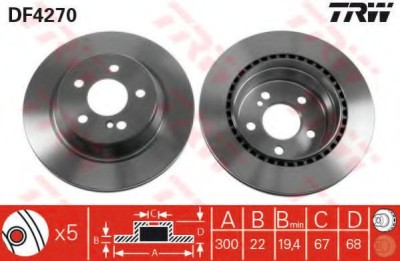 Disc frana MERCEDES E-CLASS T-Model (S211) (2003 - 2009) TRW DF4270 foto