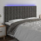 vidaXL Tăblie de pat cu LED, gri &icirc;nchis, 200x5x118/128 cm, catifea