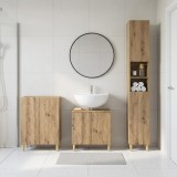 Cumpara ieftin Set de cabinet pentru baie cu 3 piese DELFT Stejar Artizanal