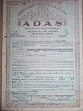 Polita de asigurare ADAS -RPR anul 1958