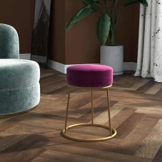 vidaXL Taburet rotund, violet, catifea foto