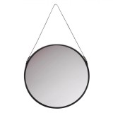 Oglindă Decorativă Perete, Rotundă, Cadru Metalic Negru, Curea 30cm, 50cm, Oem