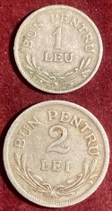 FERDINAND I SET MONEDE 1924/ 1 LEU(Poissy) si 2 LEI(Brussels), POZE..