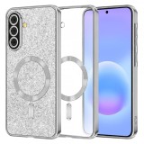 Husa MagSafe Techsuit Luxury Glitter Argintie pentru Samsung Galaxy A57 5G