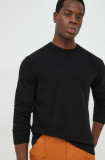 Cumpara ieftin United Colors of Benetton pulover de lana barbati, culoarea negru, light