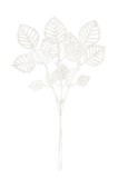 Crenguta decorativa de Craciun cu frunze alb-auriu, 22 cm, set 6 buc
