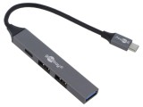 Hub USB Goobay 4 porturi USB A x3 și USB C, viteză 5Gbps, gri