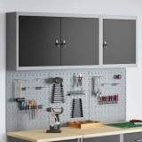 vidaXL Set dulap unelte &amp; panou c&acirc;rlige de perete, 5 piese negru metal