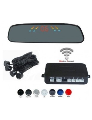 Senzori parcare cu display in oglinda wireless T17 Albastru foto