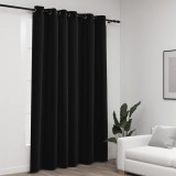 Perdea opacă, aspect p&acirc;nză, cu ocheți, antracit, 290x245 cm
