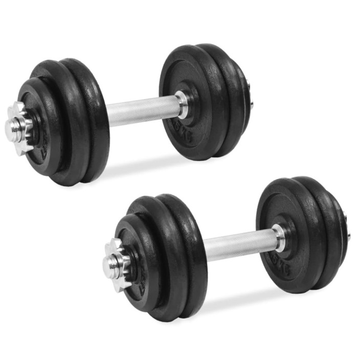 Set de gantere, 18 piese, 30 kg, fontă
