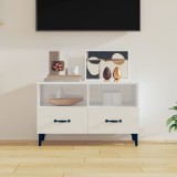 vidaXL Comodă TV, alb extralucios, 80x36x50 cm, lemn prelucrat