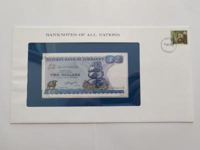 Zimbabwe - 2 Dollars 1980 - In plic de prezentare foto