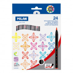 Set 24 Carioci Milan, Tip Pensula, Plastic, Diverse Culori