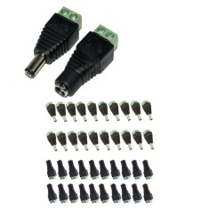 Set 20 conectori alimentare CCTV mama tata 2.15.5 mm cu prindere surub, adaptor alimentare pentru camere supraveghere compatibil cablu alimentare sau