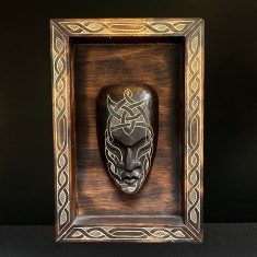 Tablou decorativ 3D din lemn cu mască sculptată &ndash; Indonezia