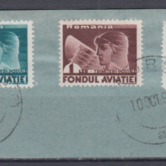 ROMANIA 1936 TRIMITERI POSTALE FONDUL AVIATIEI SERIE STAMPILA/FRAGMENT