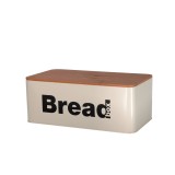 Cumpara ieftin Cutie depozitare paine metal bambus multicolor 33 x 18 x 12 cm