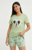 Women&#039;secret pijamale de bumbac Mickey culoarea verde, bumbac, 3137655