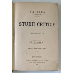STUDII CRITICE , VOLUMUL II de I. GHEREA ' C. DOBROGEANU ' , EDITIA I* , 1891