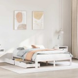 VidaXL Cadru de pat cu sertare, alb, 135x190 cm, lemn masiv de pin