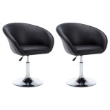 VidaXL Scaune de bucătărie pivotante, 2 buc., negru, piele ecologică