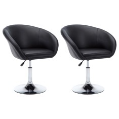 vidaXL Scaune de bucătărie pivotante, 2 buc., negru, piele ecologică