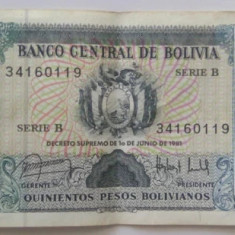 Bancnota - Bolivia - 500 Pesos Bolivianos 01-06-1981