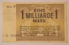 1 milliarde/ miliard, 1923 Notgeld Germania foto