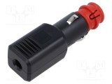 Mufă brichetă auto PRO CAR terminal cu şurub 12-24V 15A neagră cu siguranță