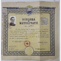 SCOALA MEDIE NR. 20 &#039; GHEORGHE SINCAI &#039; , DIPLOMA DE MATURITATE , ELIBERATA IN 1959