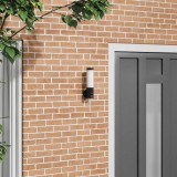 Lampă de perete exterior cu senzor, negru, oțel inox. IP44