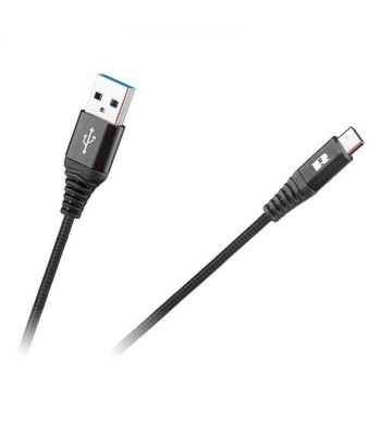 Cablu USB - USB Type C 2m negru REBEL foto