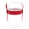 Caserolă Alimente Plastic, Capacitate 1.1L, Roșu, Lingură și Furculiță Incluse, Oem