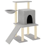 Cumpara ieftin Ansamblu pisici, stalpi din funie sisal, gri deschis, 96,5 cm