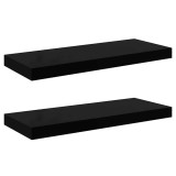 Cumpara ieftin Rafturi de perete 2 buc. negru extralucios, 60x23,5x3,8 cm, MDF