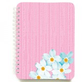 Cumpara ieftin Carnet cu spira Roz si flori, 12x16cm, 100 foi dictando, hartie 80g/mp, coperta lucioasa, colturi rotunjite