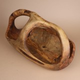 Fructiera din lemn de măslin cu m&acirc;ner 46 cm