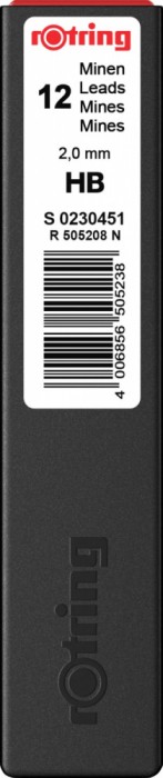 Etui mina creion 12 buc Rotring 2,0 HB