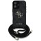 Husa pentru iPhone 16 Plus - Guess Hardcase 4G Big Logo with Cord Strap (GUHCP16MP4GMGCRK) - Black