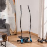 HOMCOM Stepper cu rasucire, aparat de exercitii cardio cu benzi elastice si maner, ecran LCD pentru sala de gimnastica, birou acasa, albastru