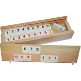 Rummy lemn Roben Toys, 106 piese plastic-os, joc de societate clasic, familie, cutie 36cm