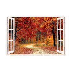Sticker decorativ, Fereastra 3D, Padure, 85 cm, 542STK-4