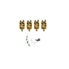 set pescuit cu 4 senzori cu baterii 9v incluse si 4 swingere cu led