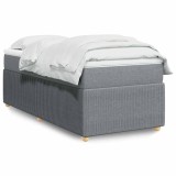 VidaXL Pat box spring cu saltea, gri deschis, 90x190 cm, textil 3285532