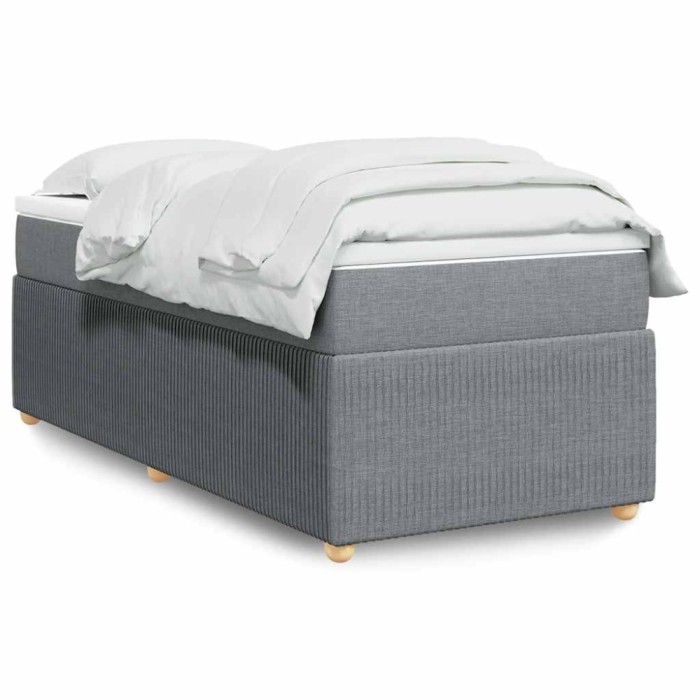 vidaXL Pat box spring cu saltea, gri deschis, 90x190 cm, textil 3285532