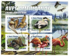 S. TOME E PRINCIPE 2016 - Fauna americana, Pasari / set complet - colita+bloc