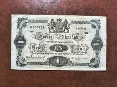 SUEDIA 1 KRONE 1918 foto