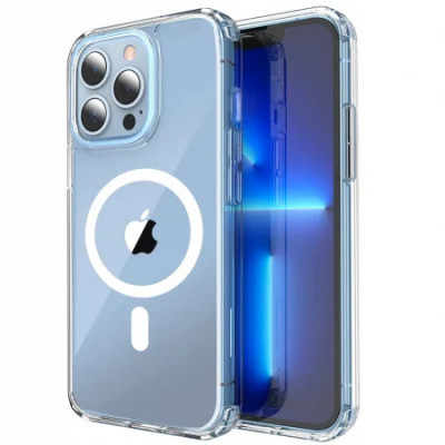 Husa Antisoc iPhone 13 Pro Max MagSafe Pro Incarcare Wireless Transparenta foto